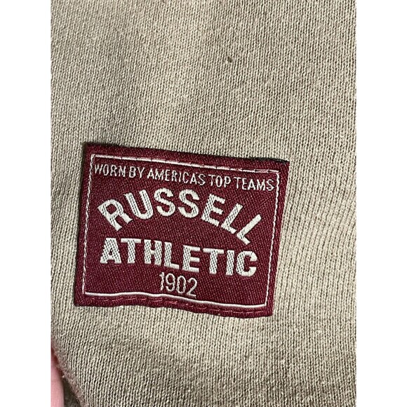 Vintage Russell Athletic USA Made Quarter Zip Sweatshirt XL Tan Black 90s Y2K - Picture 3 of 12